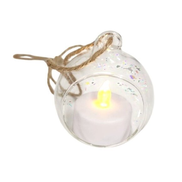 Clear Glass Hanging Ball, Orbs, Ornaments With Jute Twine For Decor Set Of 3 - Picture 7 of 12